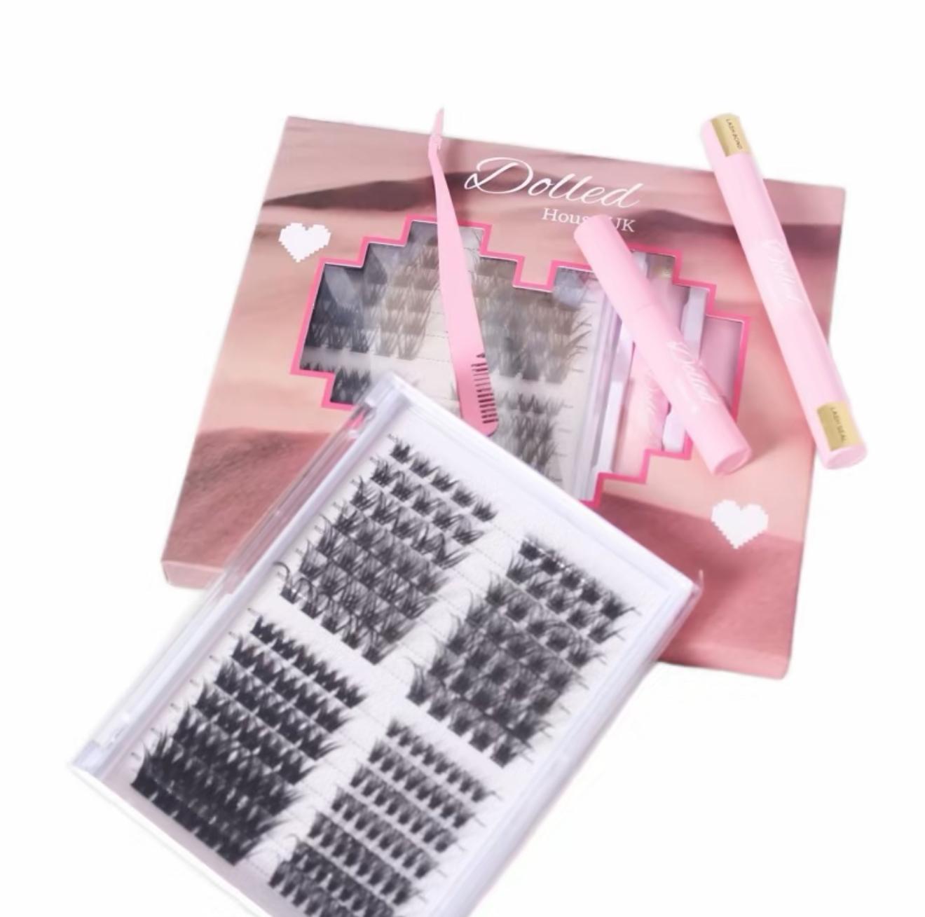 Premium Cluster Lashes Set with Application Tools - Natural Volume Lashes
