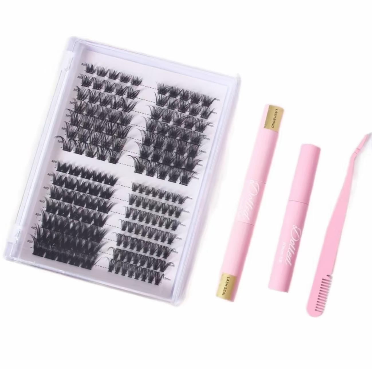 Premium Cluster Lashes Set with Application Tools - Natural Volume Lashes